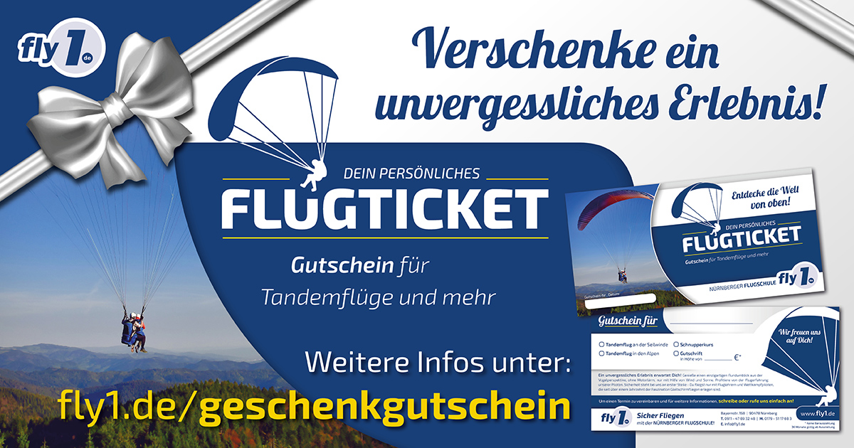 Gutscheine Fur Tandemfluge Und Kurse Fly1 Nurnberger Flugschule